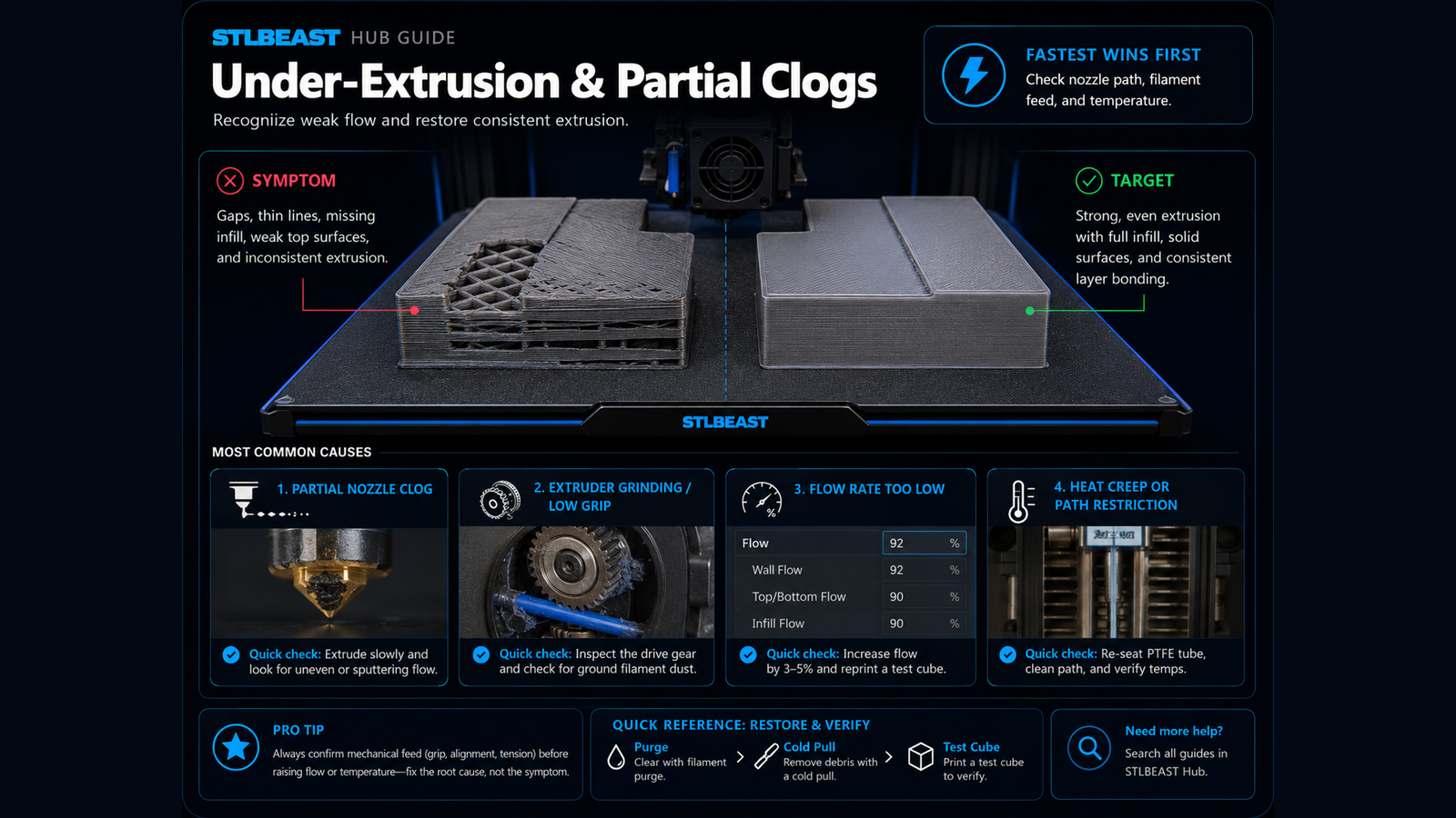 3D Printer Under-Extrusion visual guide