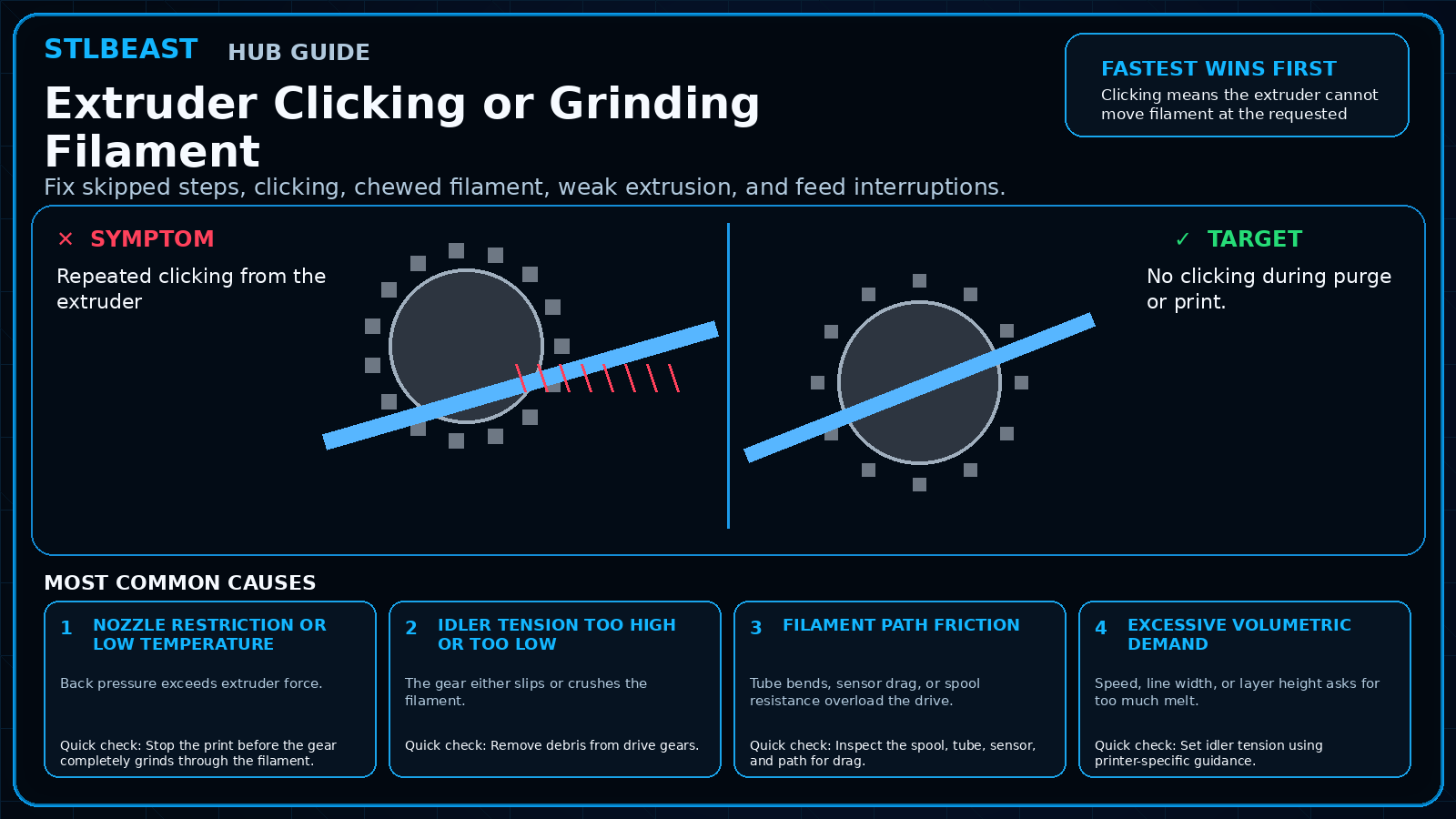 Extruder Clicking or Grinding Filament visual guide