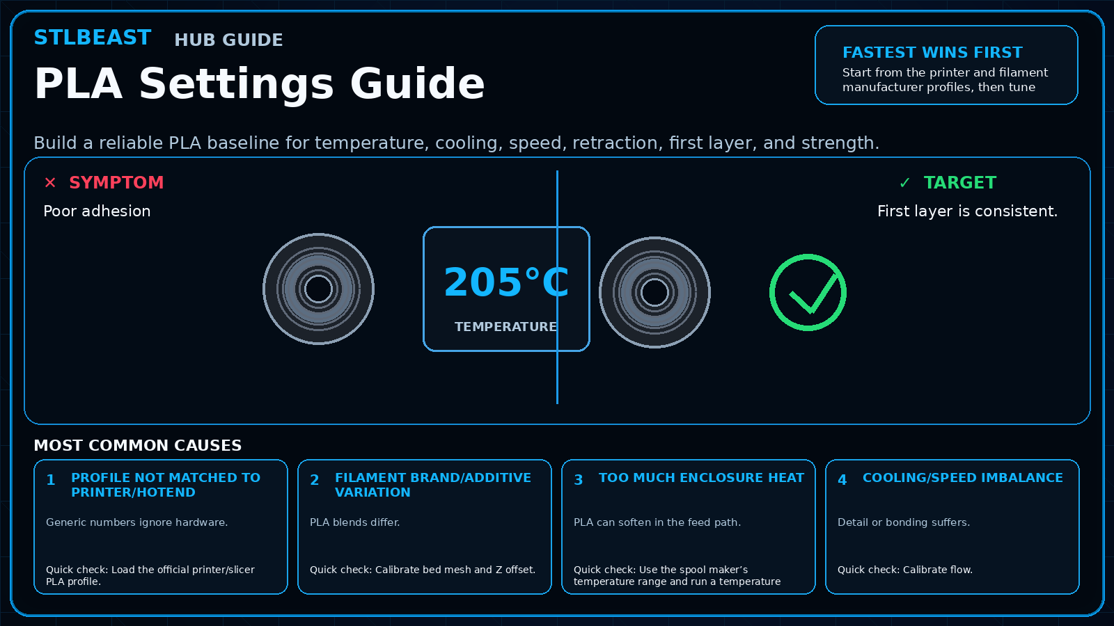 Visual comparison for pla settings guide