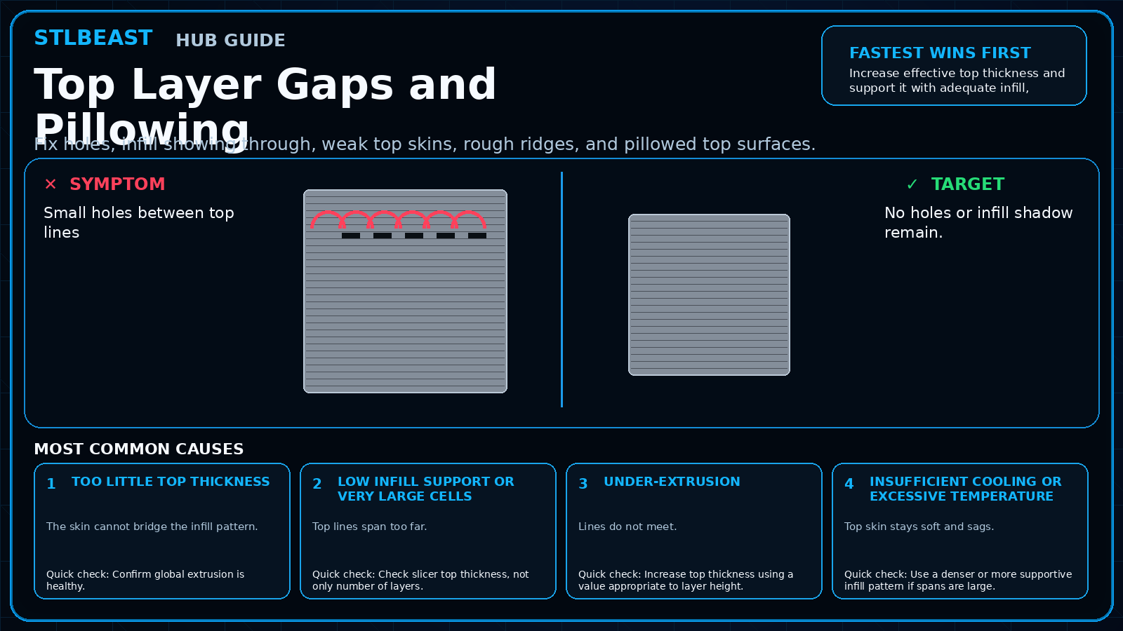 Visual comparison for top layer gaps and pillowing