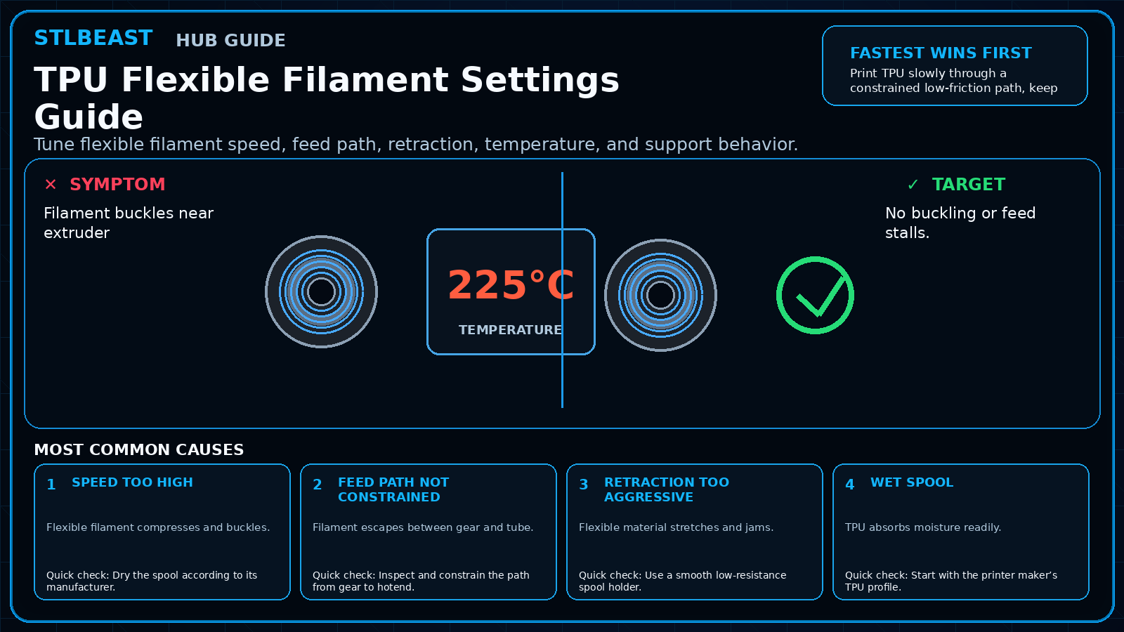 Visual comparison for tpu flexible filament settings guide