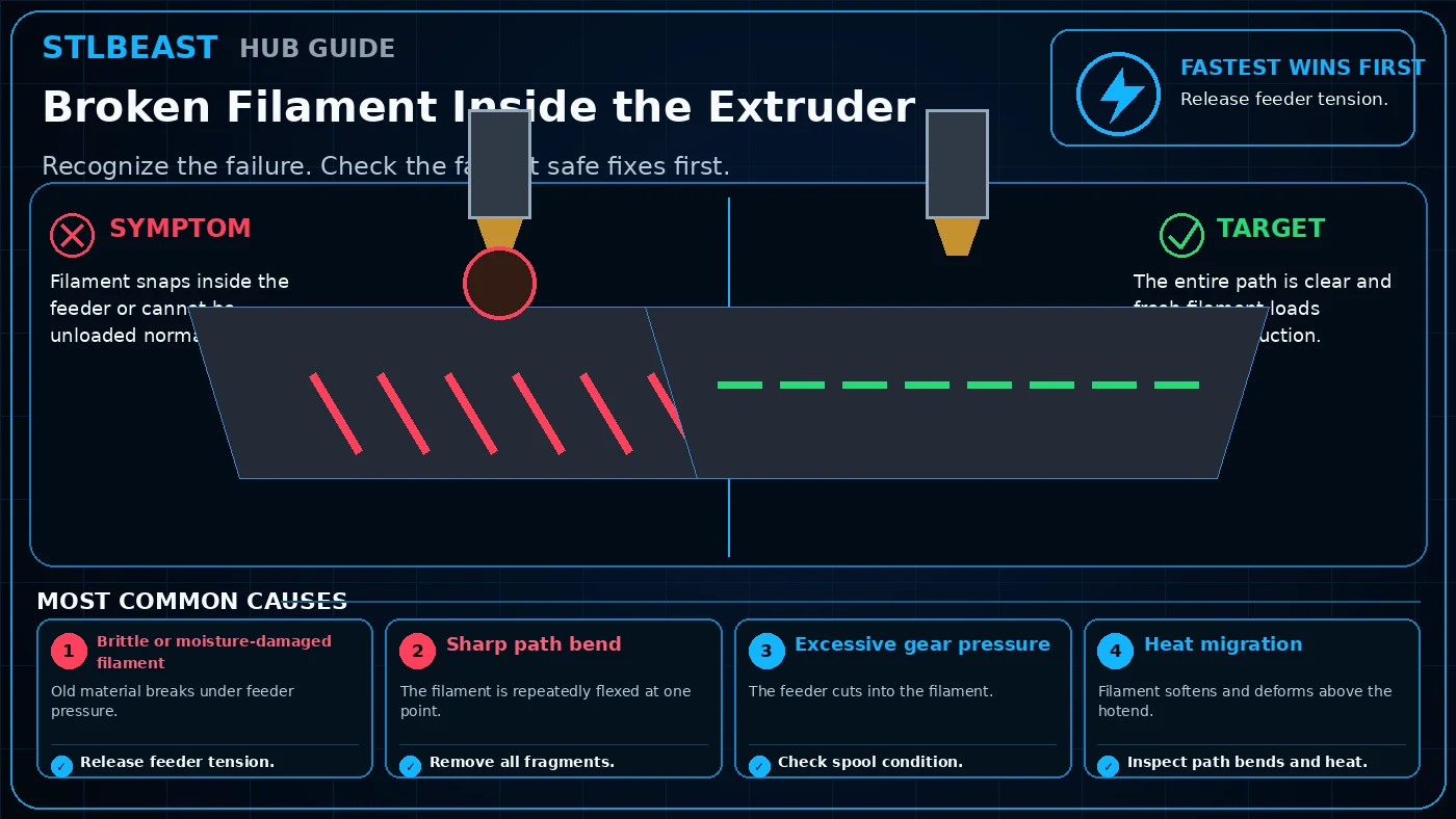 Broken Filament Inside the Extruder visual guide
