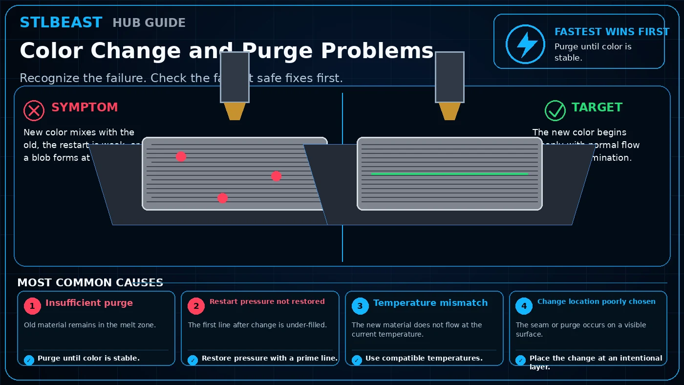 Color Change and Purge Problems visual guide