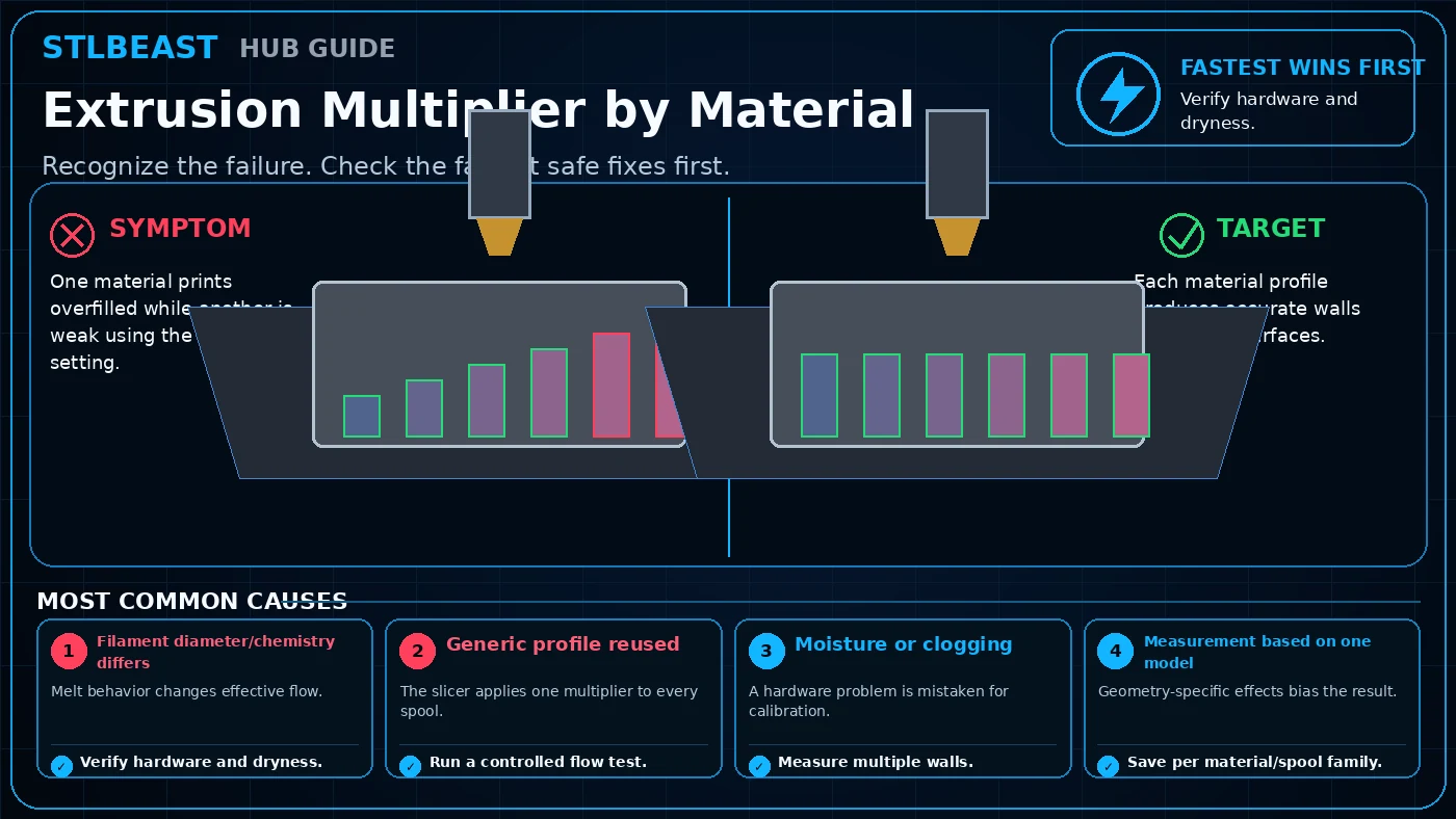 Extrusion Multiplier by Material visual guide