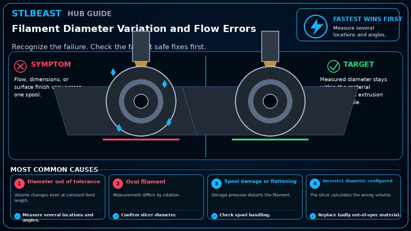 Filament Diameter Variation and Flow Errors visual guide