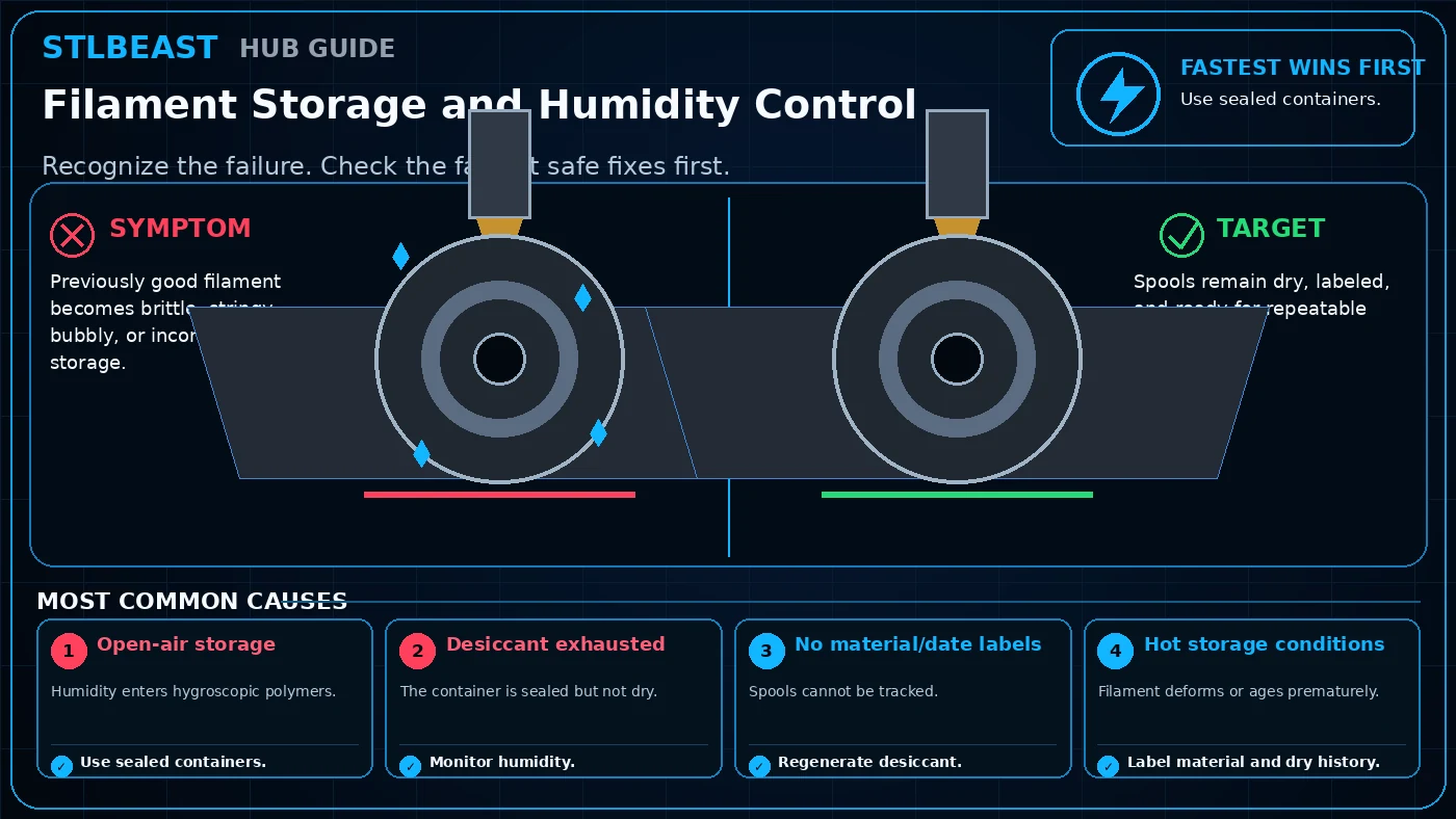 Visual comparison for filament storage and humidity control