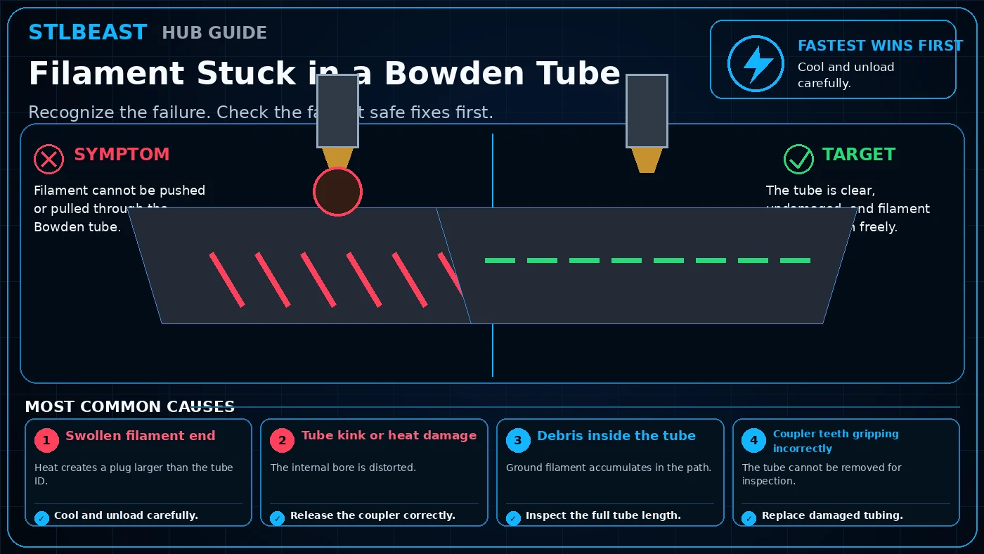 Filament Stuck in a Bowden Tube visual guide
