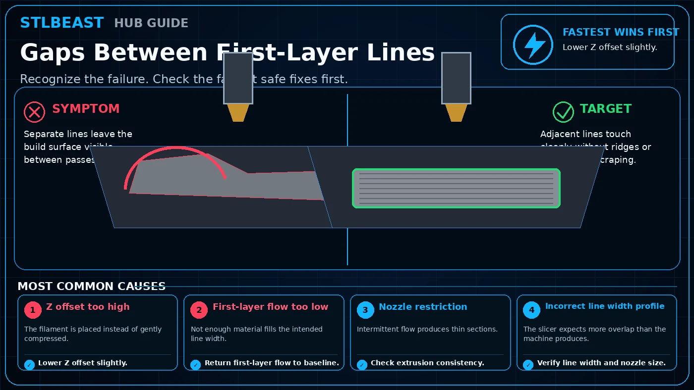 Visual comparison for gaps between first-layer lines