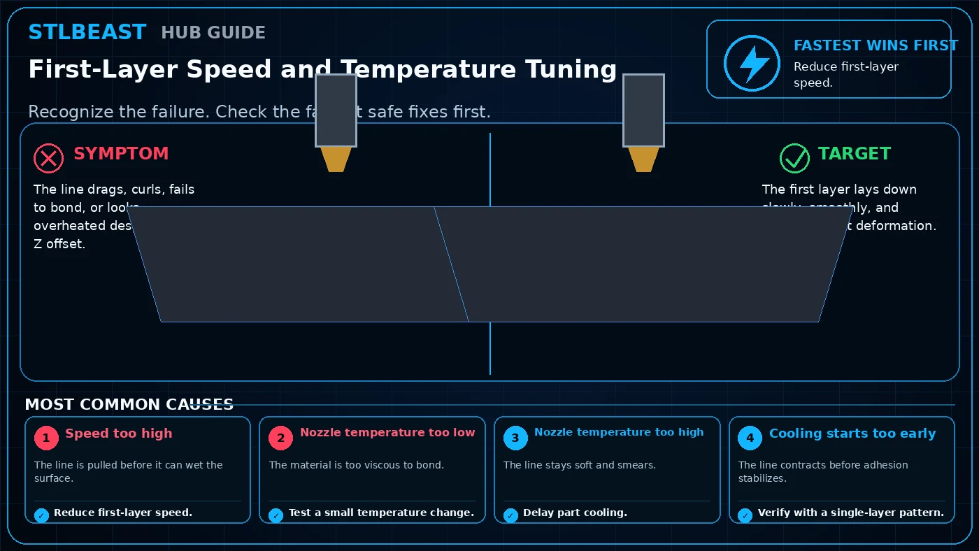 First-Layer Speed and Temperature Tuning visual guide