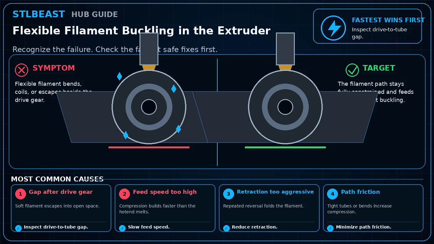 Flexible Filament Buckling in the Extruder visual guide