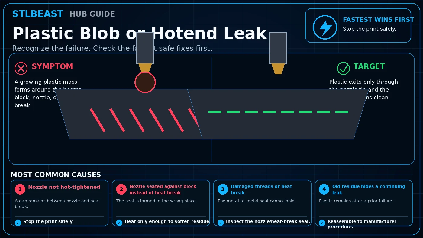 Plastic Blob or Hotend Leak visual guide