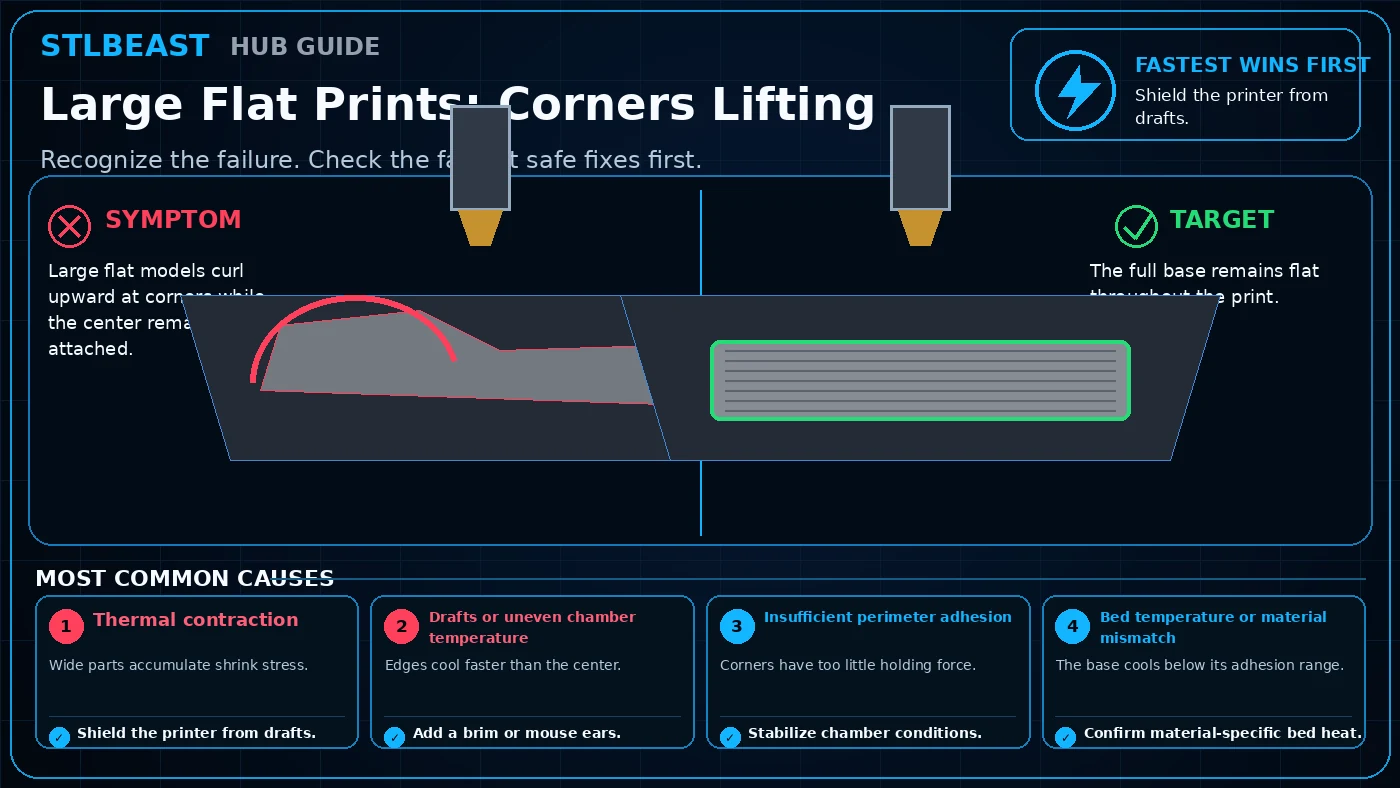 Large Flat Prints: Corners Lifting visual guide