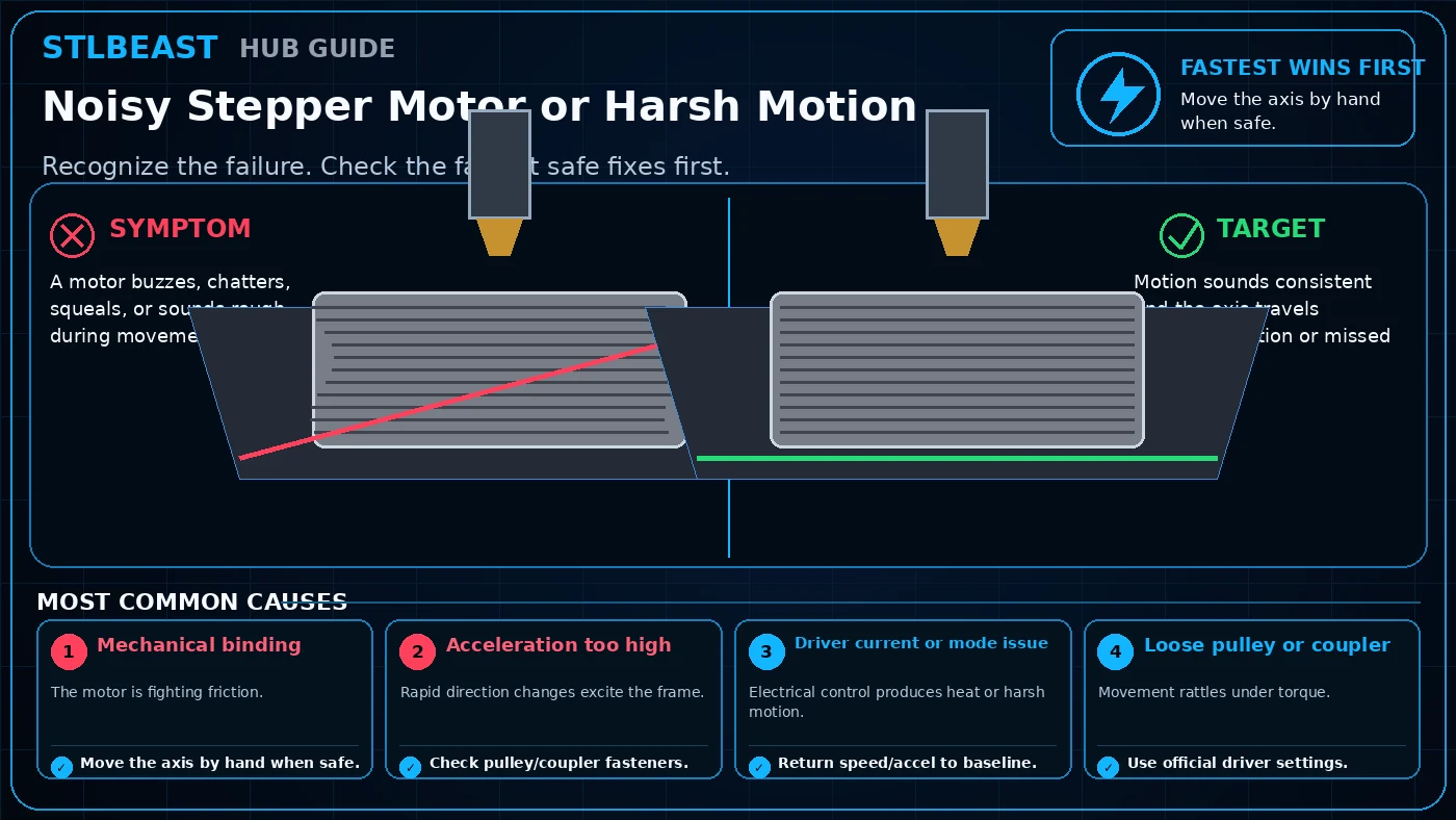 Noisy Stepper Motor or Harsh Motion visual guide