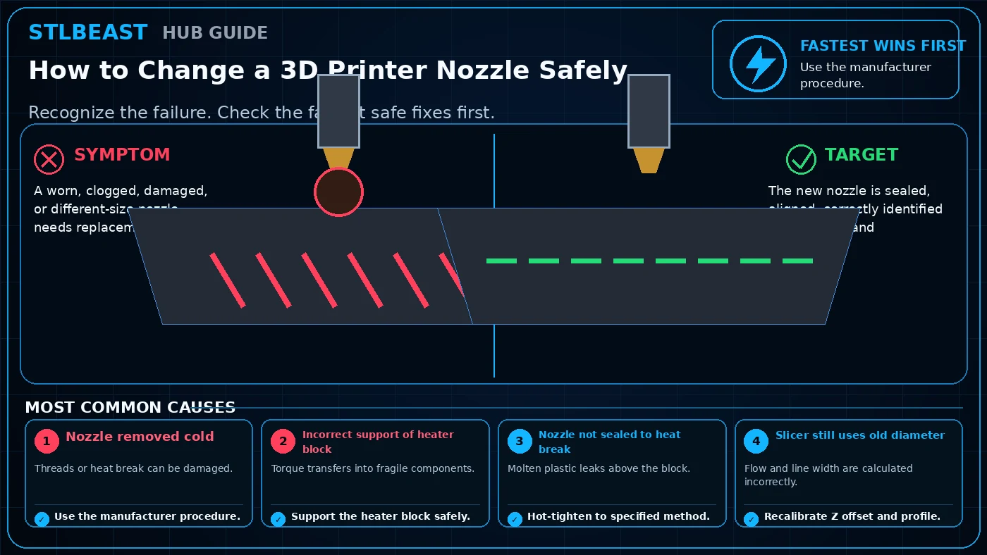 How to Change a 3D Printer Nozzle Safely visual guide