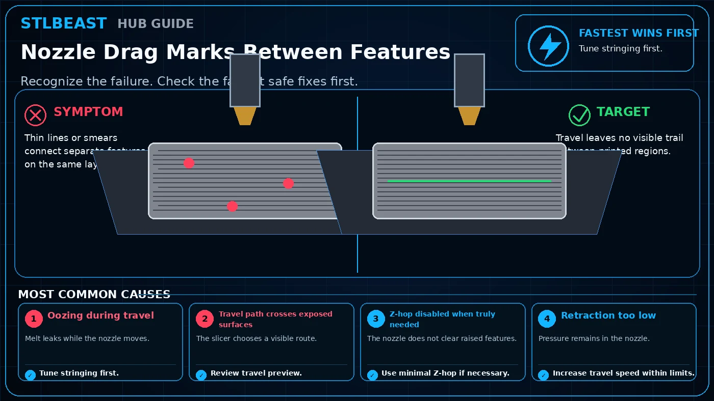 Visual comparison for nozzle drag marks between features