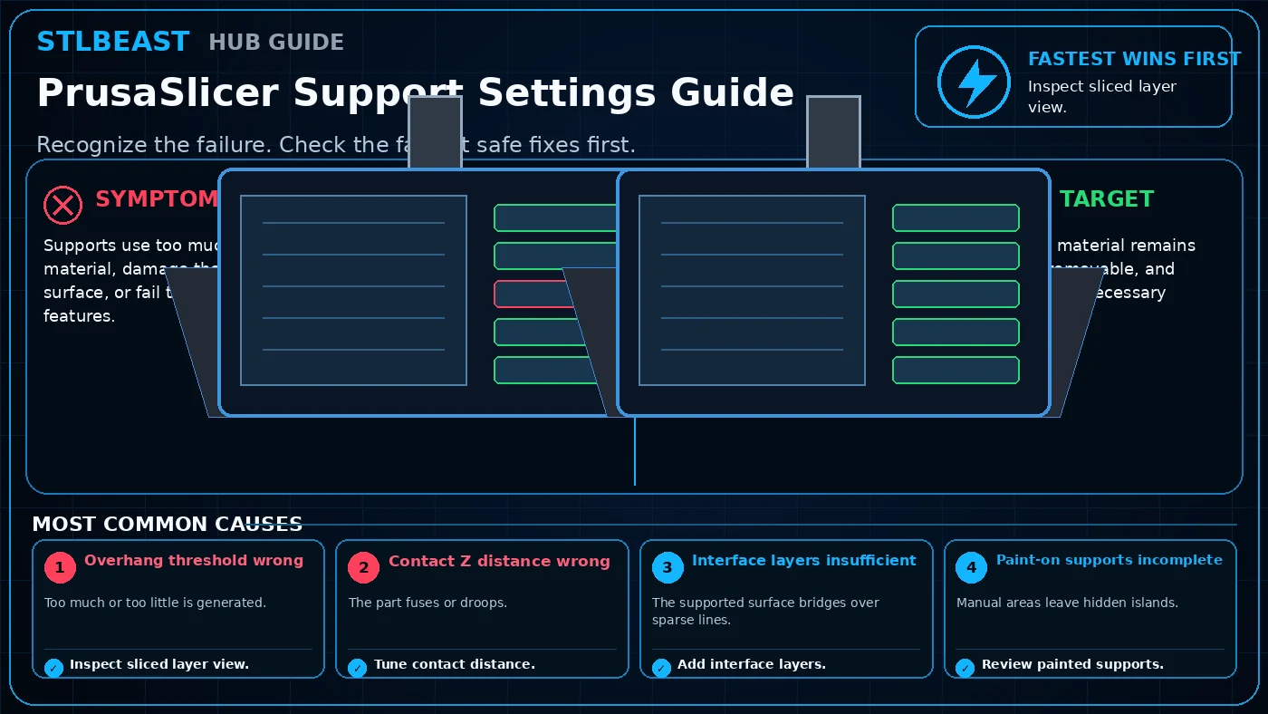 PrusaSlicer Support Settings Guide visual guide