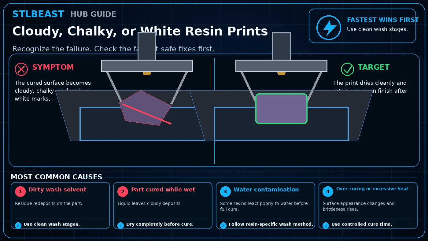 Cloudy, Chalky, or White Resin Prints visual guide