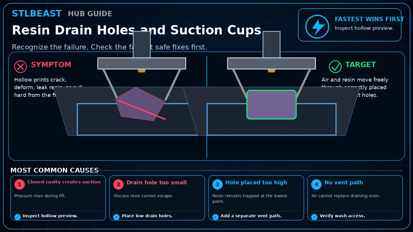 Resin Drain Holes and Suction Cups visual guide