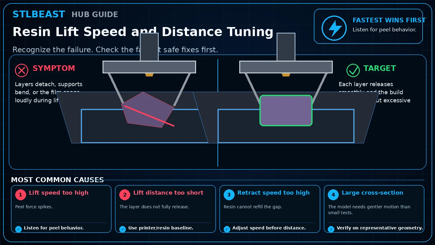 Resin Lift Speed and Distance Tuning visual guide