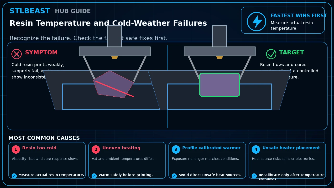 Visual comparison for resin temperature and cold-weather failures