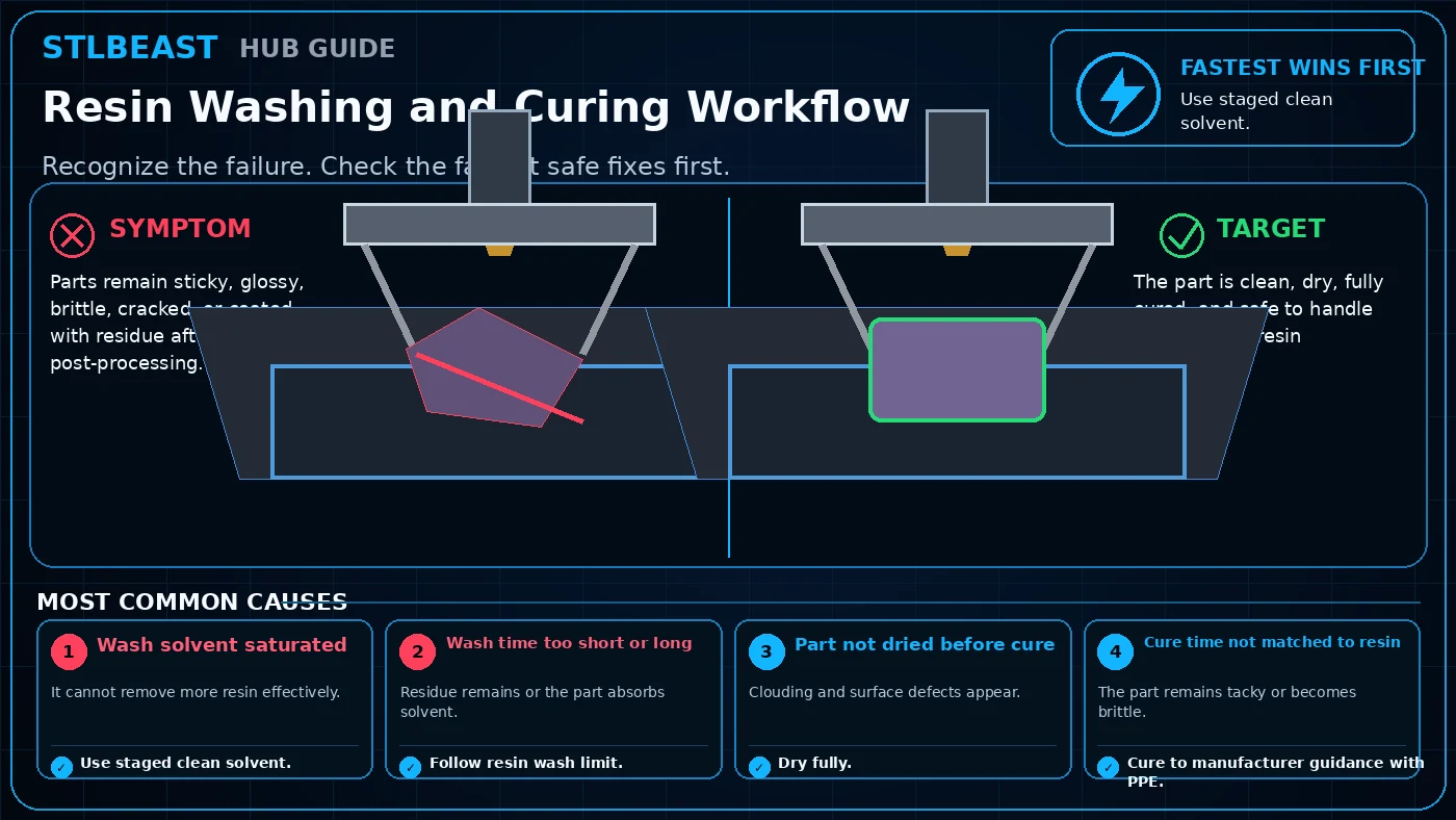 Resin Washing and Curing Workflow visual guide