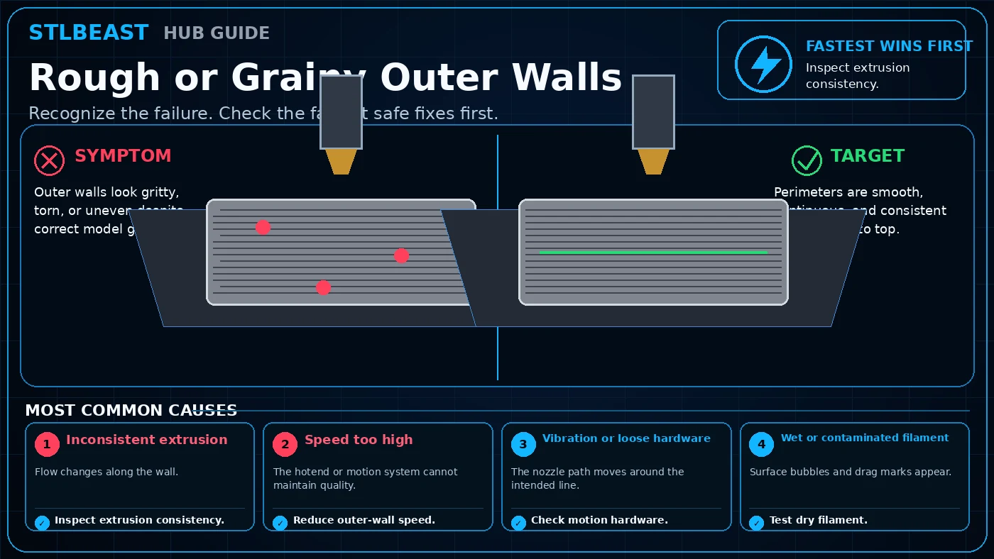 Visual comparison for rough or grainy outer walls