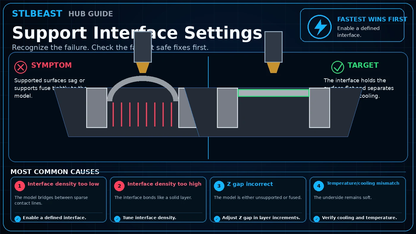 Visual comparison for support interface settings