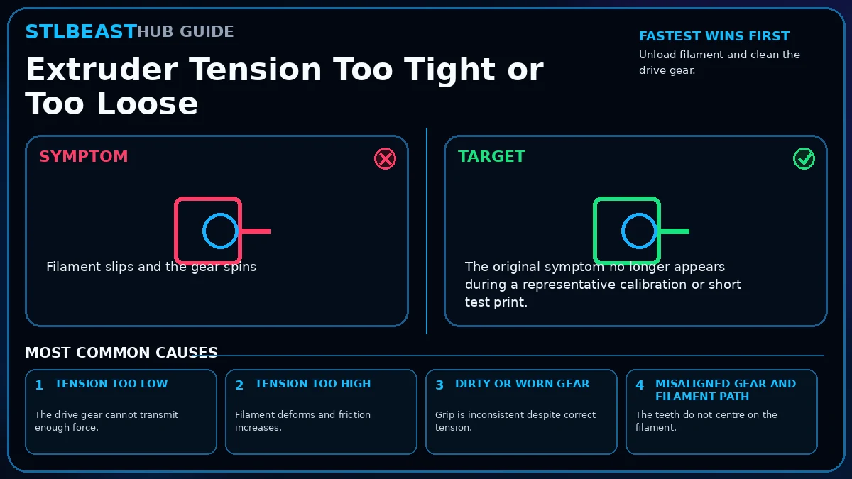 Extruder Tension Too Tight or Too Loose visual guide