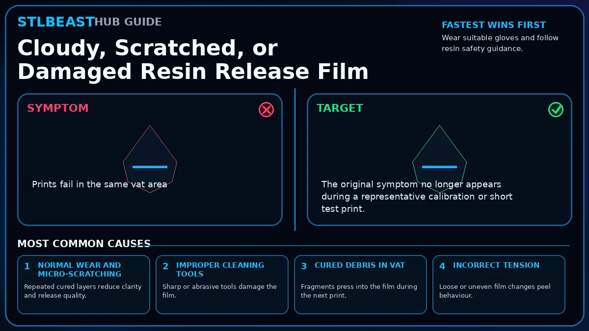 Cloudy, Scratched, or Damaged Resin Release Film visual guide