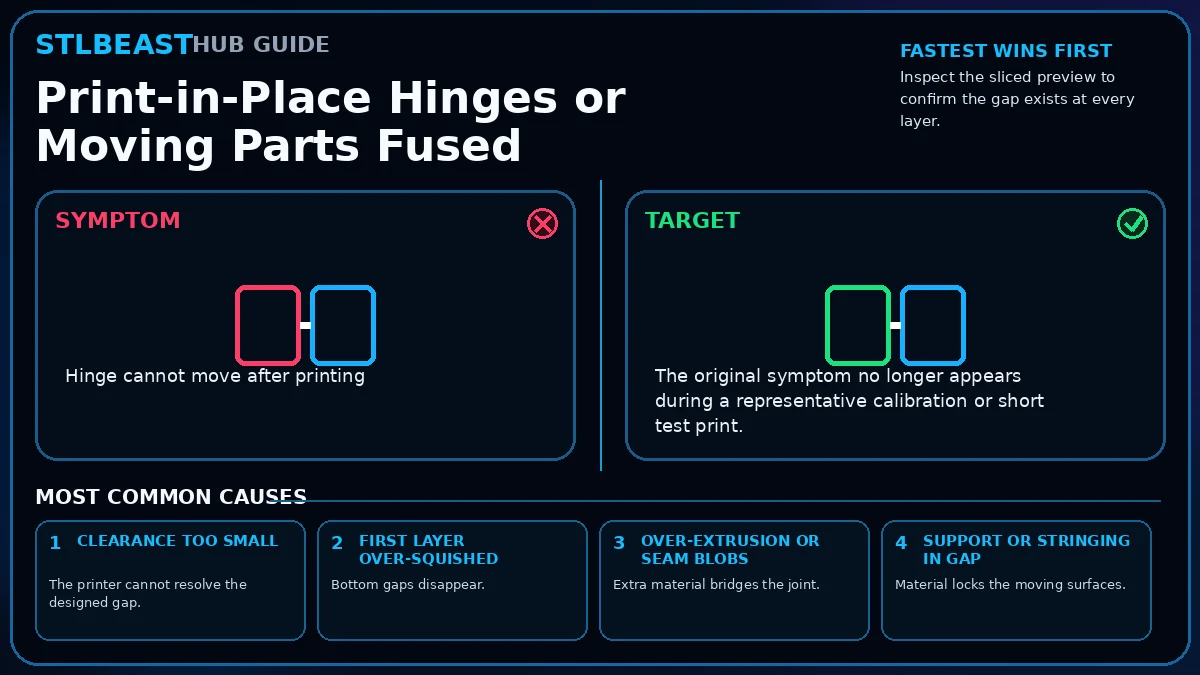 Print-in-Place Hinges or Moving Parts Fused visual guide