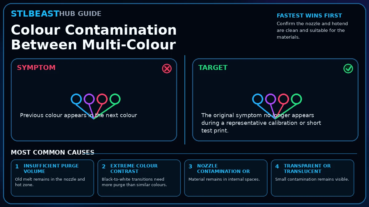 Visual diagnosis for colour contamination between multi-colour filaments