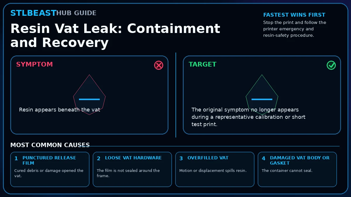 Resin Vat Leak: Containment and Recovery visual guide