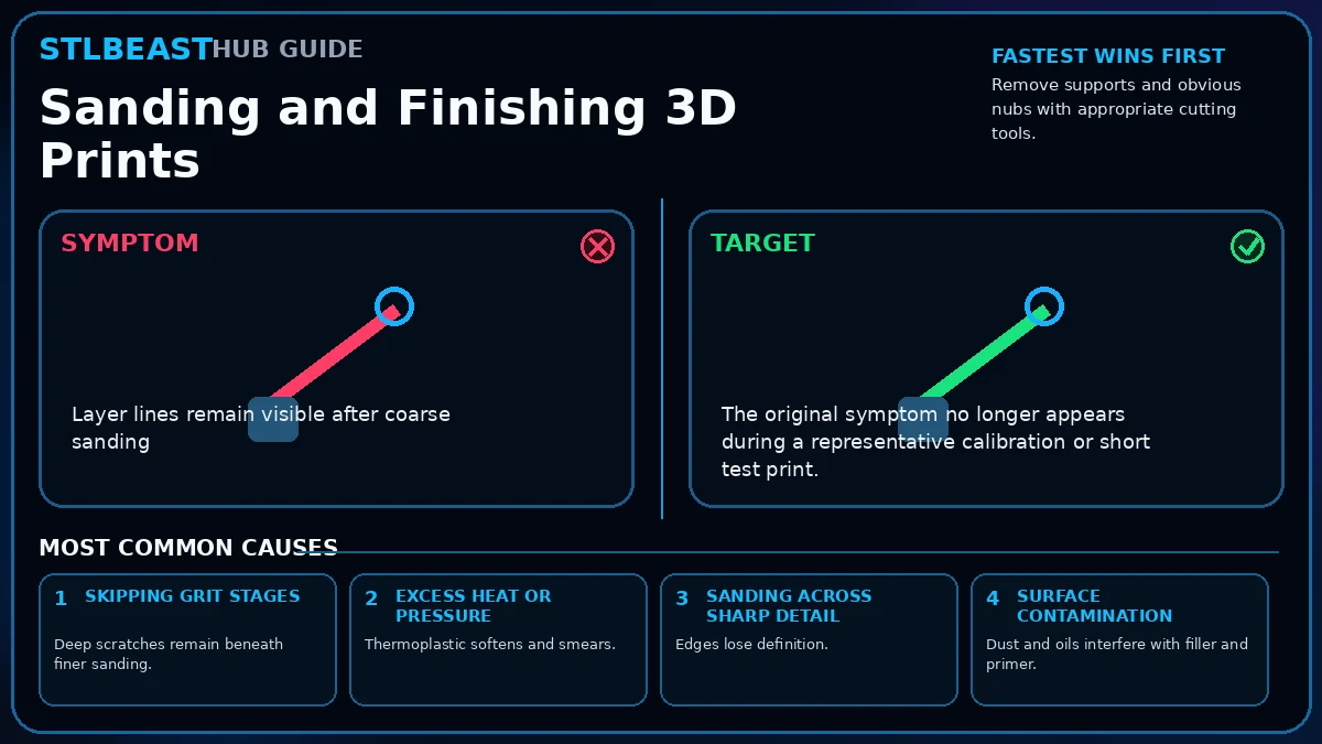 Sanding and Finishing 3D Prints visual guide