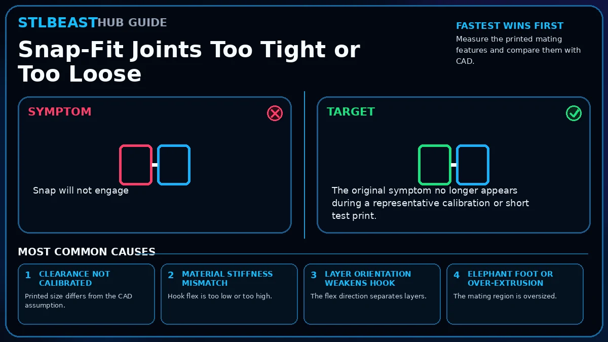 Snap-Fit Joints Too Tight or Too Loose visual guide