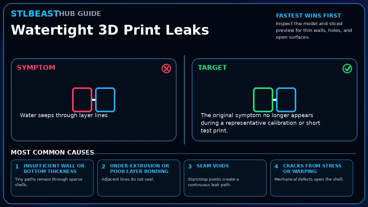 Watertight 3D Print Leaks visual guide