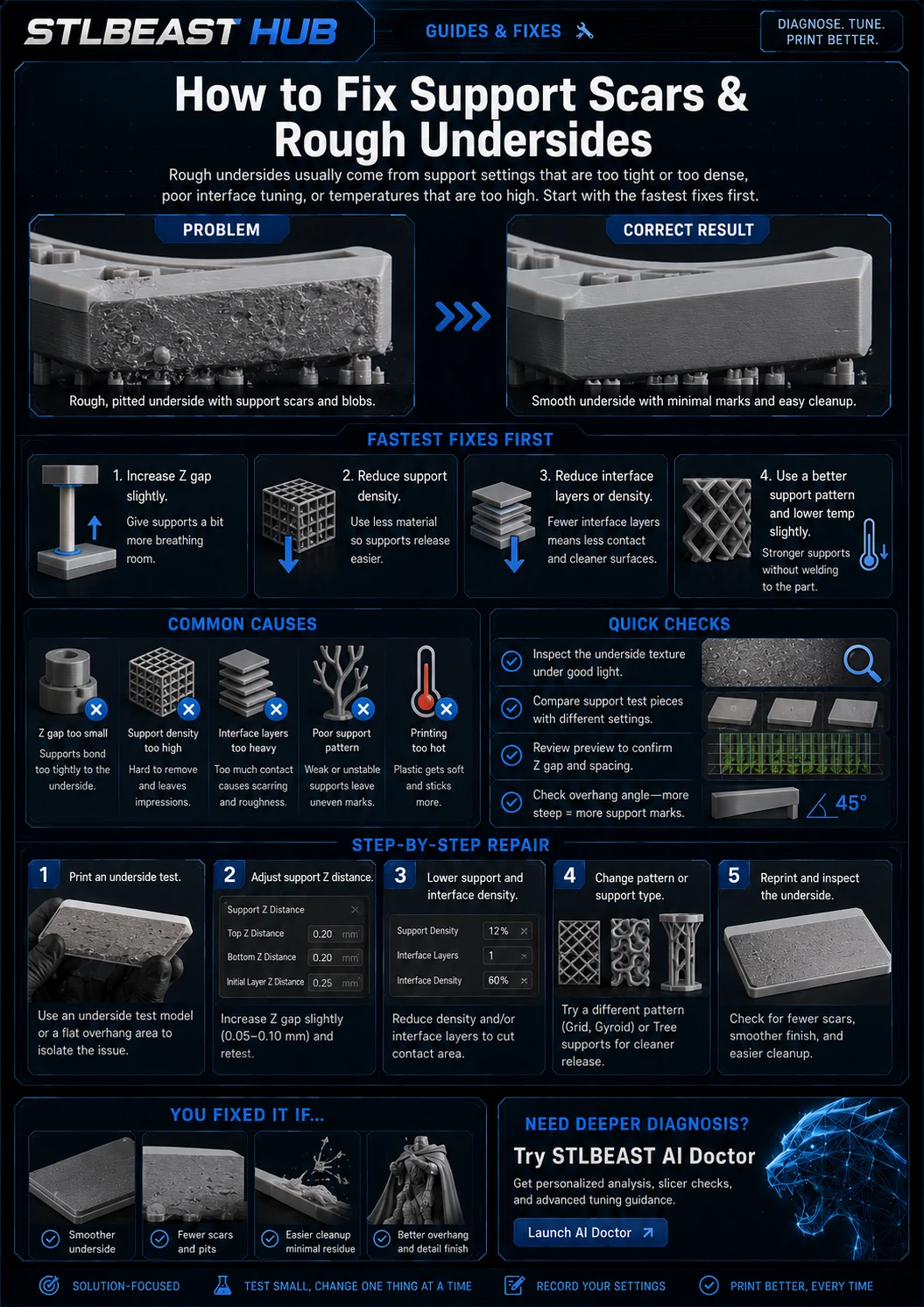 Support Scars and Rough Undersides visual troubleshooting guide